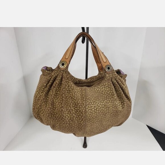 Gap Y2K Hobo Bag Brown Floral Boho Cottagecore Leather Fairy - Picture 1 of 12